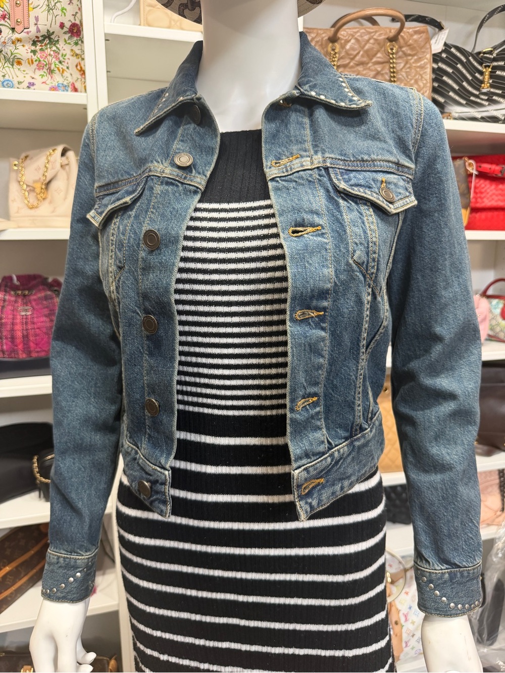 Saint Laurent Studded Blue Denim Jacket - Women XS